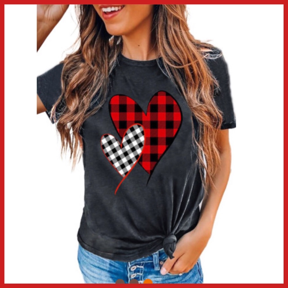 Print heart shirt plaid hearts